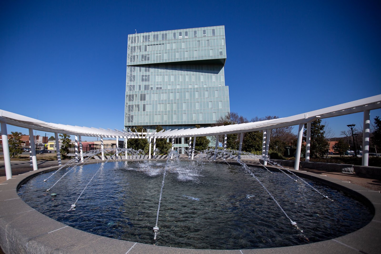 UNC Charlotte DuBois Center with Fountain